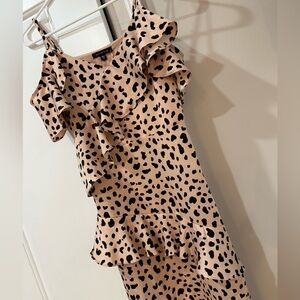 Skies Are Blue Cheetah Print Ruffle Midi Dress Size XS